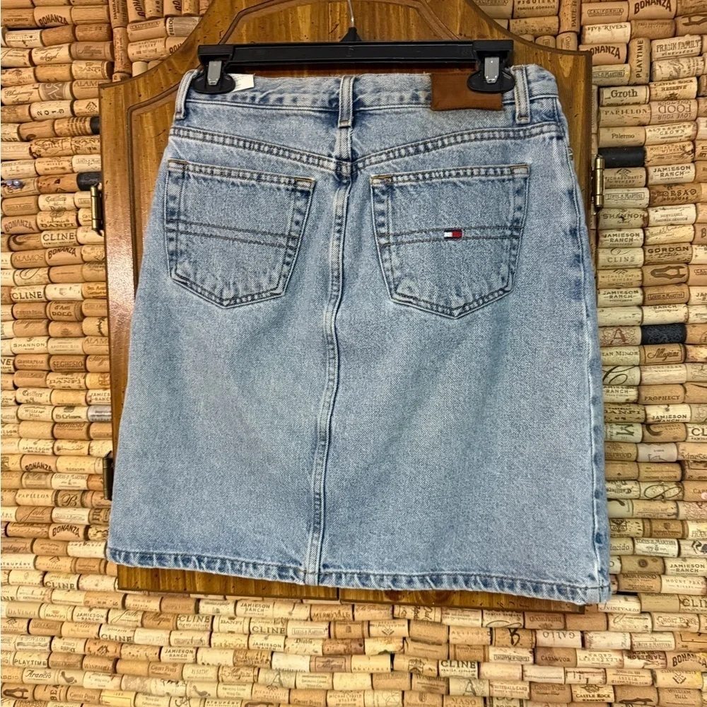 Vintage 90s Tommy Hilfiger stone wash cotton midi denim skirt size 4